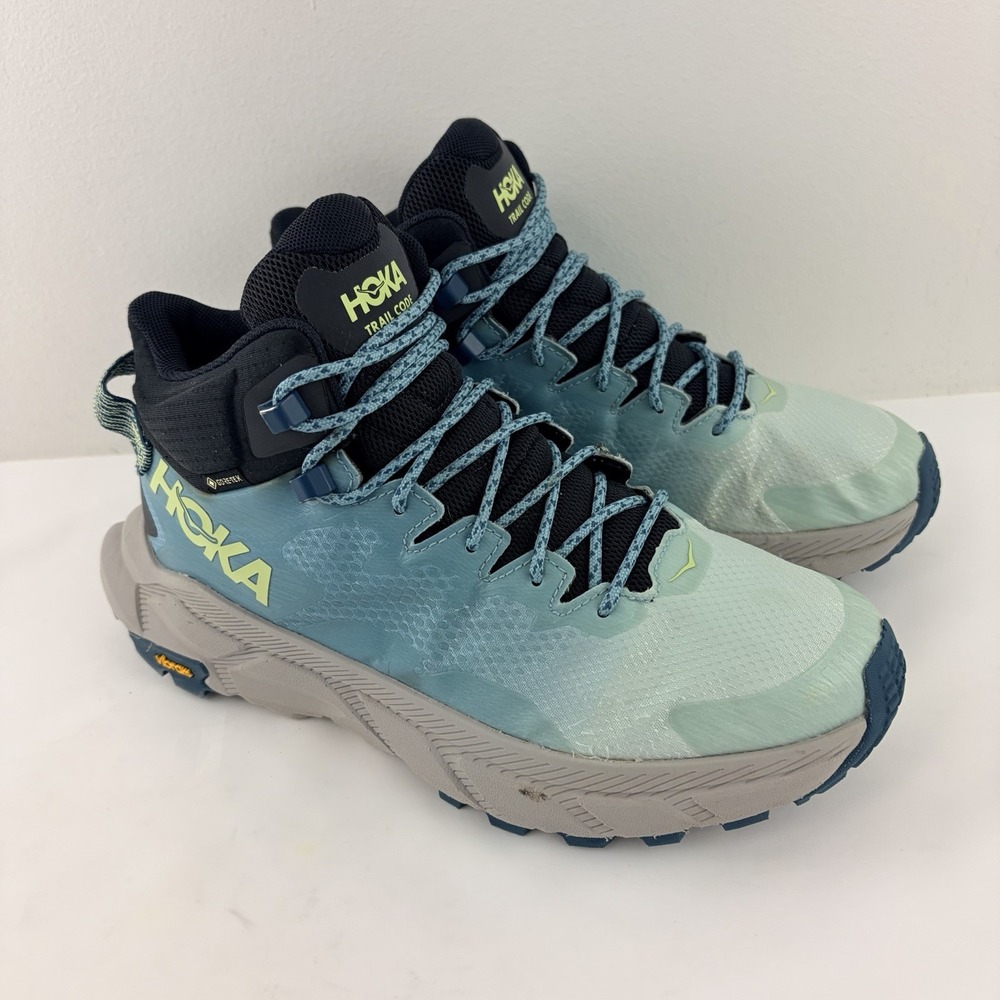 HOKA Trail Code GTX Women's 8.5 Blue Glass Gore-Tex Vibram Hiking Boots 1123166